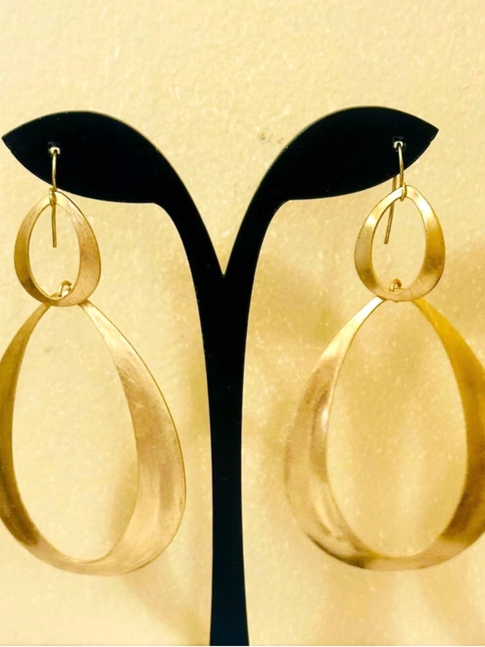 NWT ALDO Brushed Gold Open Teardrop Dangle Earrings